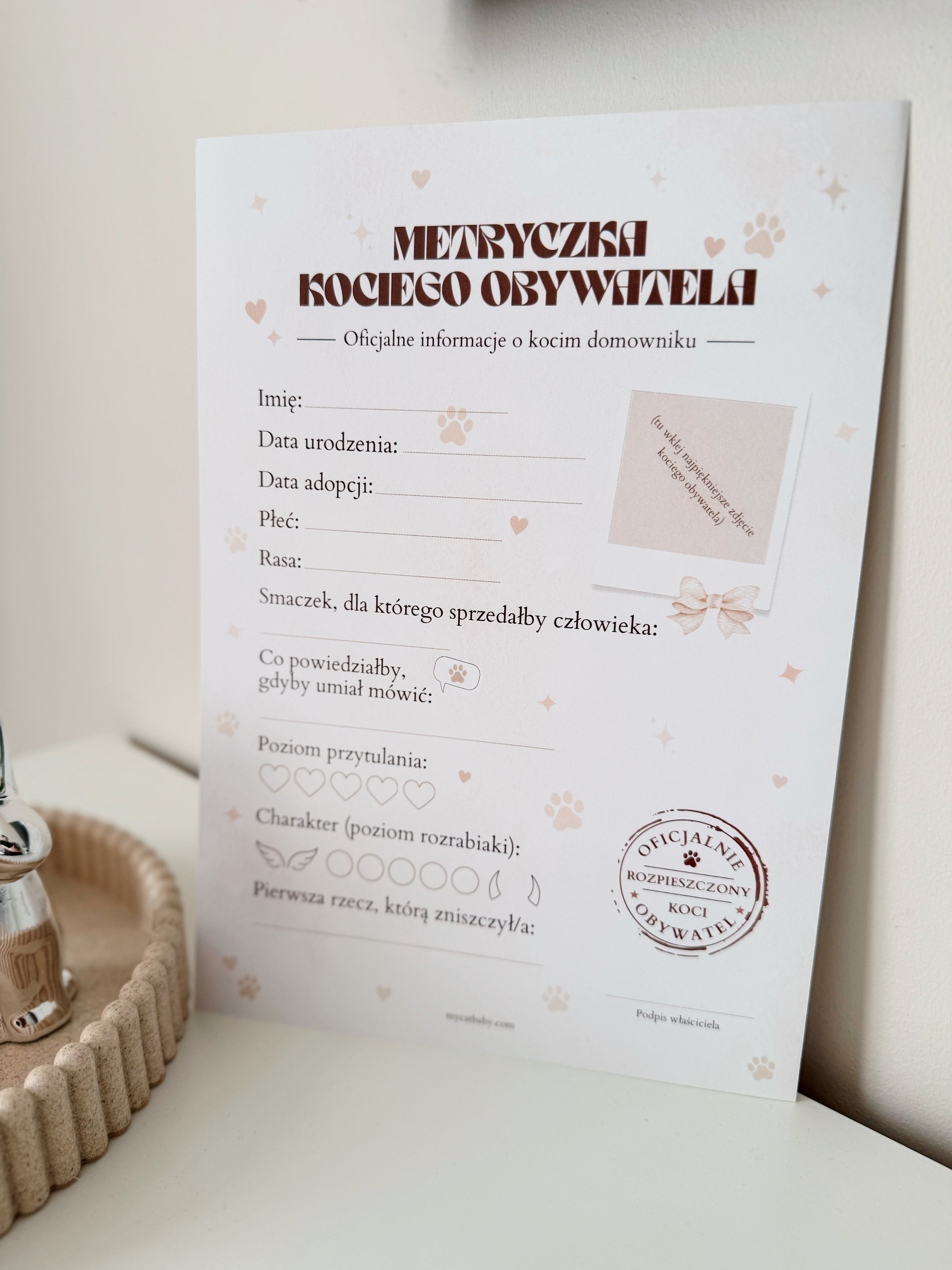 Metryczka Kociego Obywatela - Dyplom